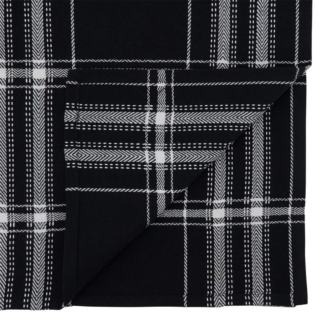 Fennco Style Classic Plaid Cotton Table Runner 16" W x 72" L - Black Table Cover for Home Décor, Everyday Use, Banquet, Family Gathering and Special Occasion