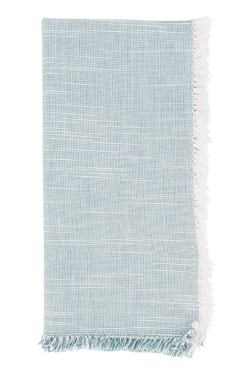 Fennco Styles Contemporary Striped Fringe Cotton Table Runner 13" W x 72" L - Blue Table Cover for Home, Dining Table Décor, Family Gathering, Banquets and Special Events