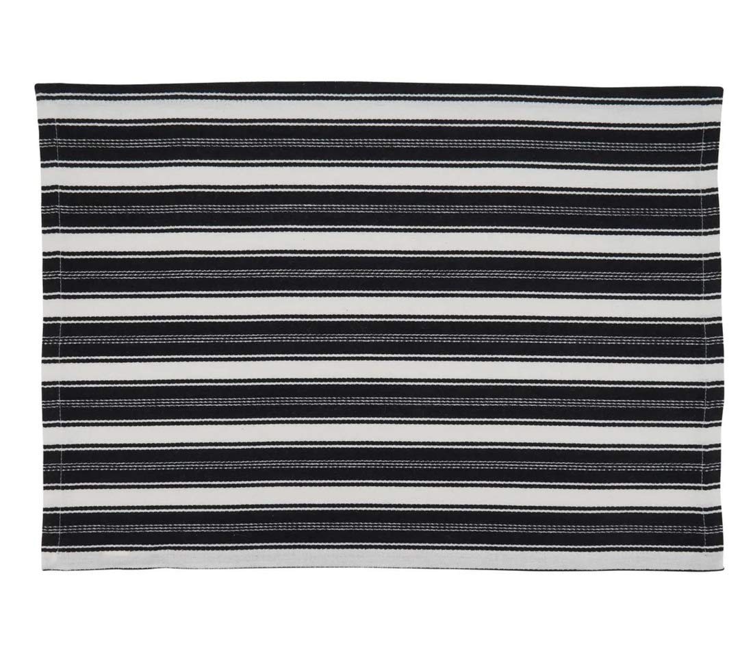 Fennco Styles Classic Striped Cotton Decorative Table Runner 16" W x 72" L - Black & White Table Cover for Banquets, Special Events, Everyday Use and Home Décor