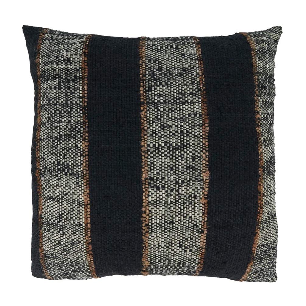 Fennco Styles Bold Striped Woven Cotton Decorative Lumber Throw Pillow Cover 16" W x 24" L - Black Cushion Case for Home, Couch, Bedroom, Living Room and Office Décor