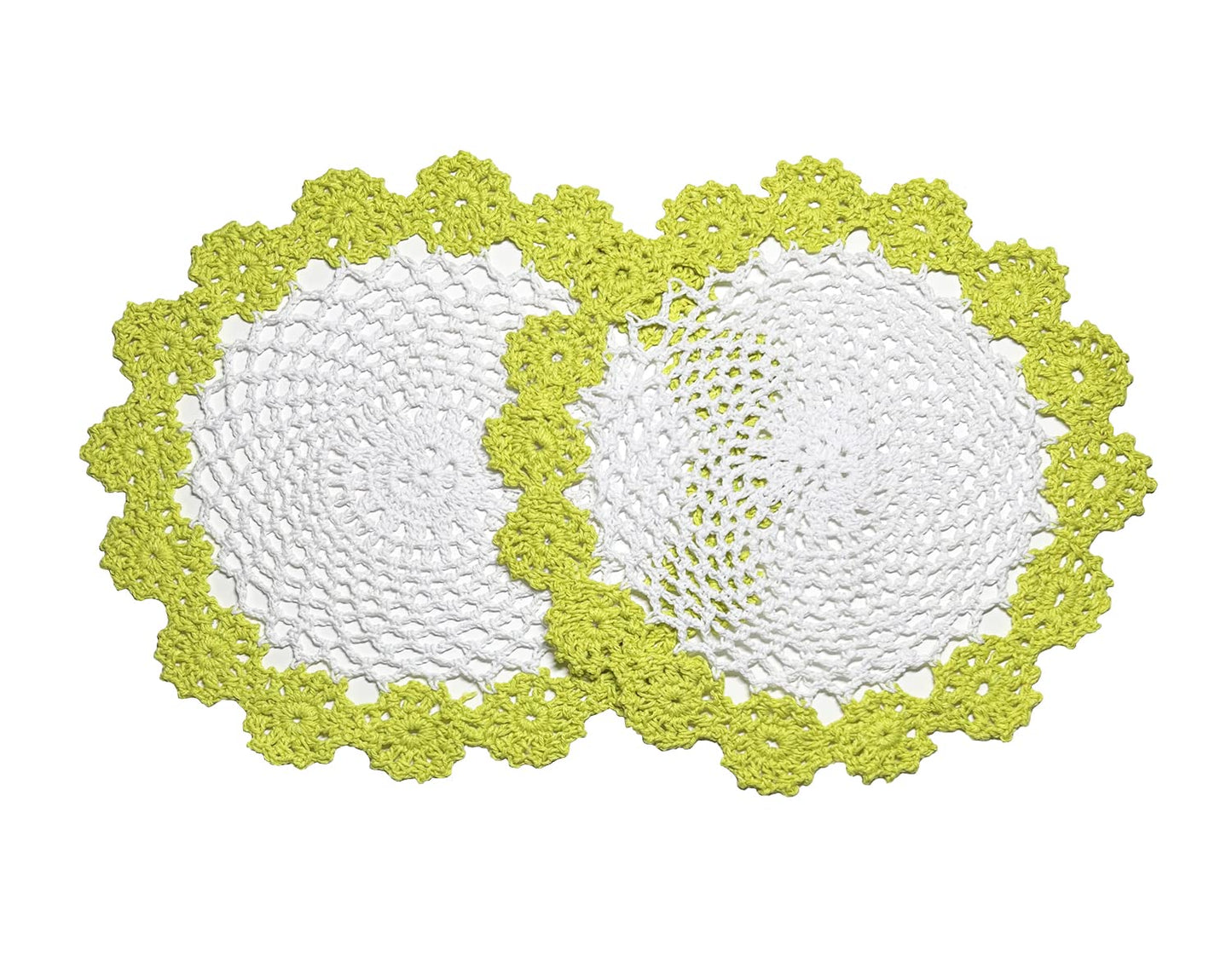 Fennco Styles Handmade Two-Tone Floral Crochet Tray Doily, 9" Round - Cloth Placemat for Everyday Use, Holidays, Home Décor, Cocktail Party, Tea Party, Special Occasion