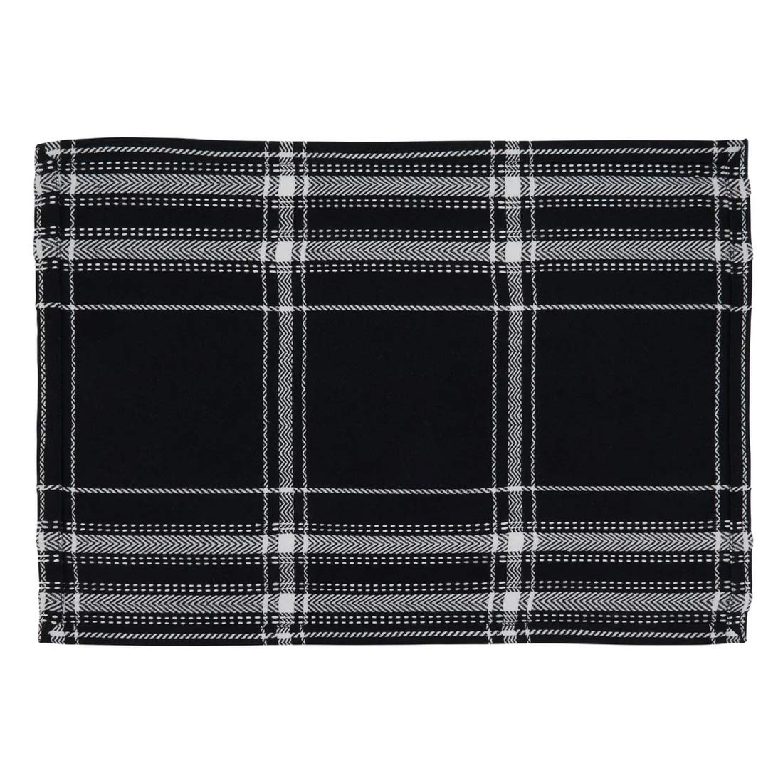 Fennco Style Classic Plaid Cotton Table Runner 16" W x 72" L - Black Table Cover for Home Décor, Everyday Use, Banquet, Family Gathering and Special Occasion