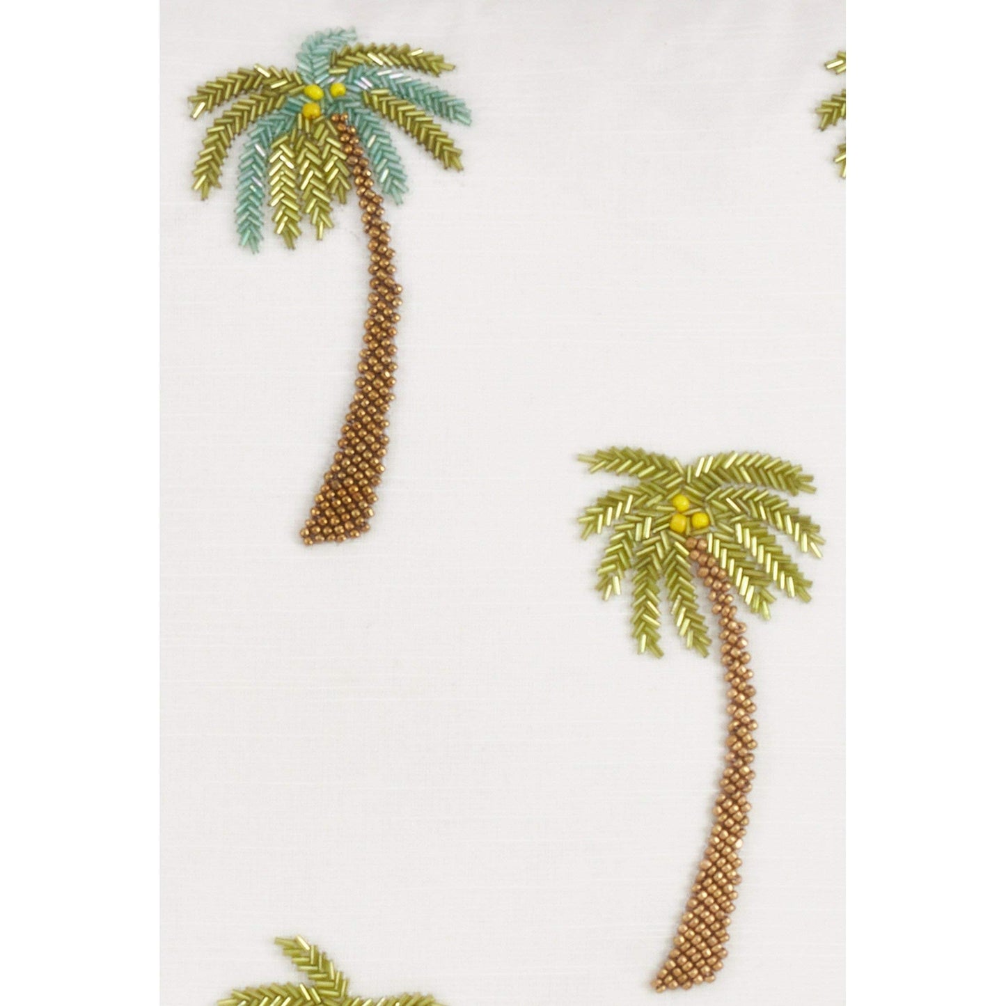 Fennco Styles Raquel Collection Beaded Palm Tree Pure Cotton Table Linens – White Table Linens for Indoor Party, Family Gathering, Beach House and Home Décor