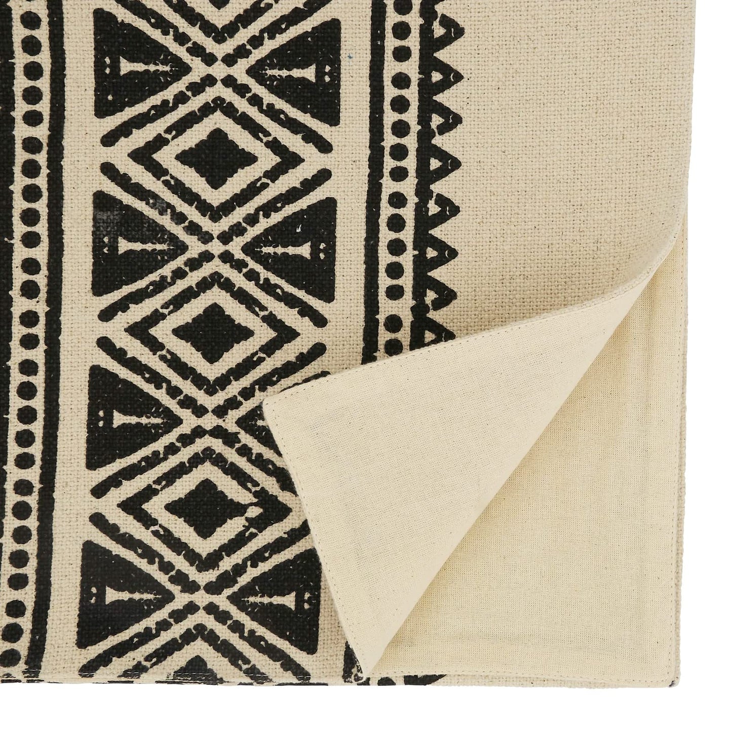 Fennco Styles Tribal Print Mud Cloth 100% Cotton Table Runner 16" W x 72" L - Black & White Geometric Table Cover for Home Décor, Everyday Use, Banquets and Special Occasion