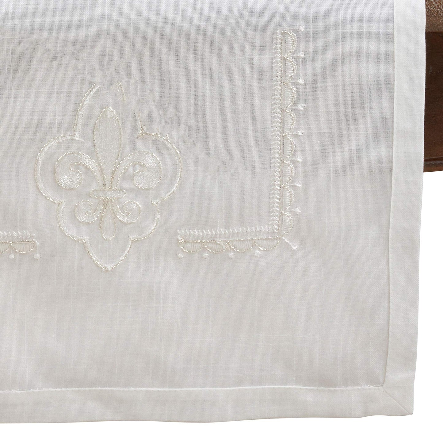 Fennco Styles Fabia Collection Elegant Embroidered Fleur de Lis Linen Table Linens – Table Linens for Dinner Party, Banquest, Special Events and Home Décor