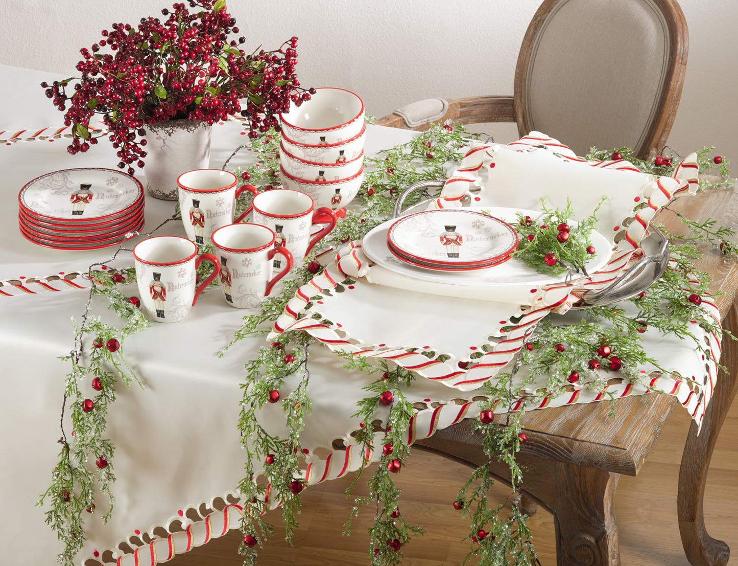 Fennco Styles Christmas Candy Cane Design Tablecloth - Holiday Table Cover for Home Décor, Banquets, Family Gathering and Special Occasion