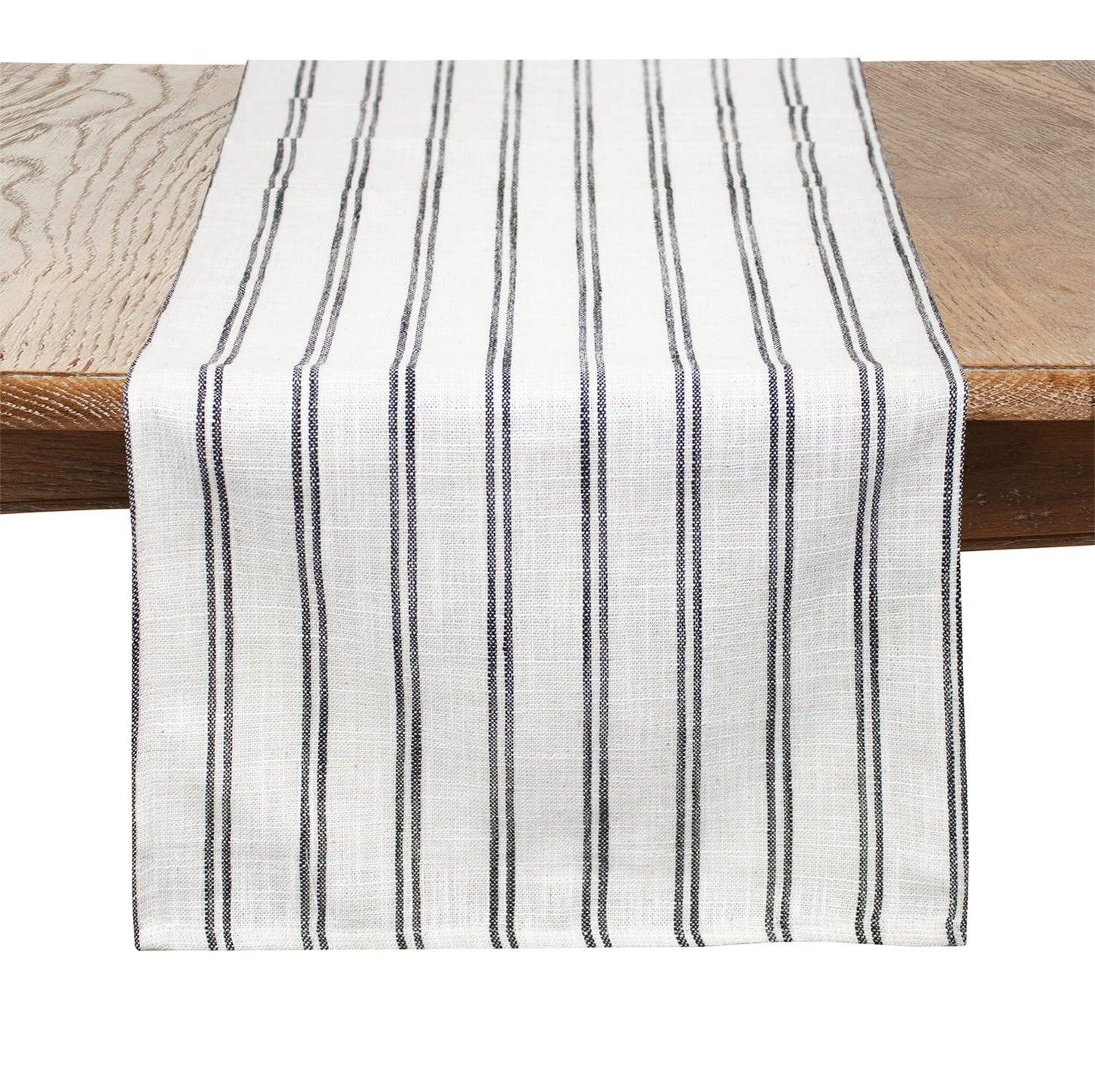 Fennco Styles Modern Striped Linen Blend Table Runner 16" W x 54" L - Beige Woven Table Cover for Home Décor, Dining Table, Banquets, Family Gathering and Special Events