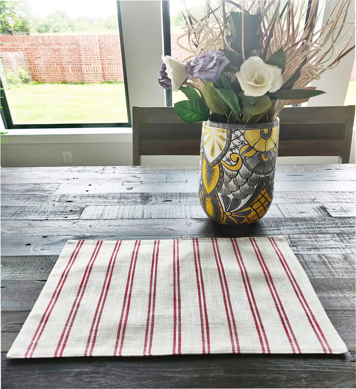 Fennco Styles Modern Striped Linen Blend Table Runner 16" W x 54" L - Beige Woven Table Cover for Home Décor, Dining Table, Banquets, Family Gathering and Special Events