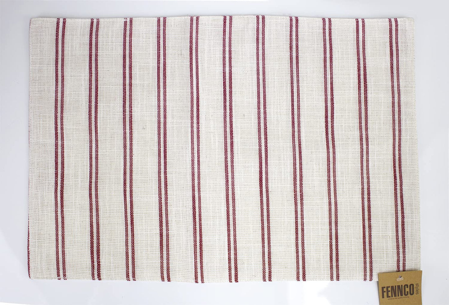 Fennco Styles Modern Striped Linen Blend Table Runner 16" W x 54" L - Beige Woven Table Cover for Home Décor, Dining Table, Banquets, Family Gathering and Special Events