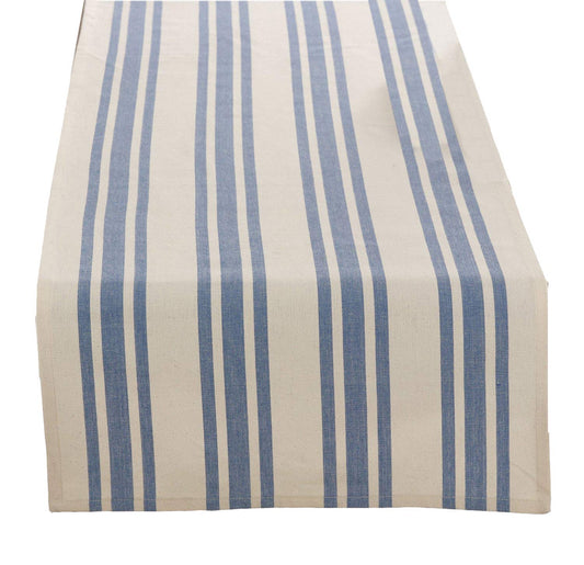 Fennco Styles Dauphine Collection Striped Design 100% Cotton Washable Table Runner 16x72 Inch for Restaurants, Indoor Family Dinner or Outdoor Picnics and Parties
