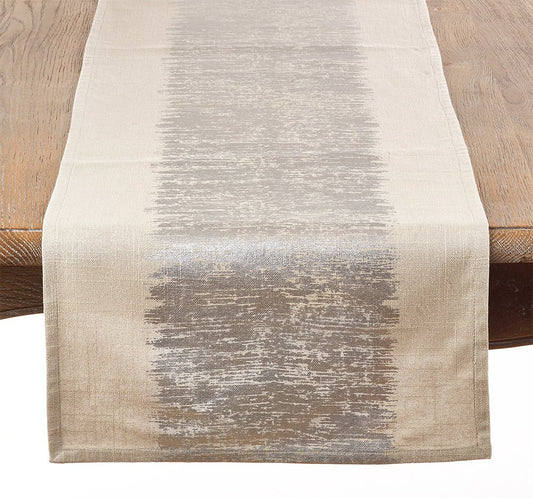 Fennco Styles Eleni Metallic Banded Cotton Table Runner - 16"x72"