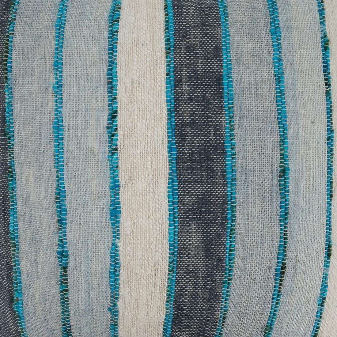 Fennco Styles Woven Chindi Striped Fringe 100% Cotton Decorative Throw Pillow Cover 16 x 24 Inch - Blue Throw Pillow Case for Home, Couch, Living Room and Bedroom Décor