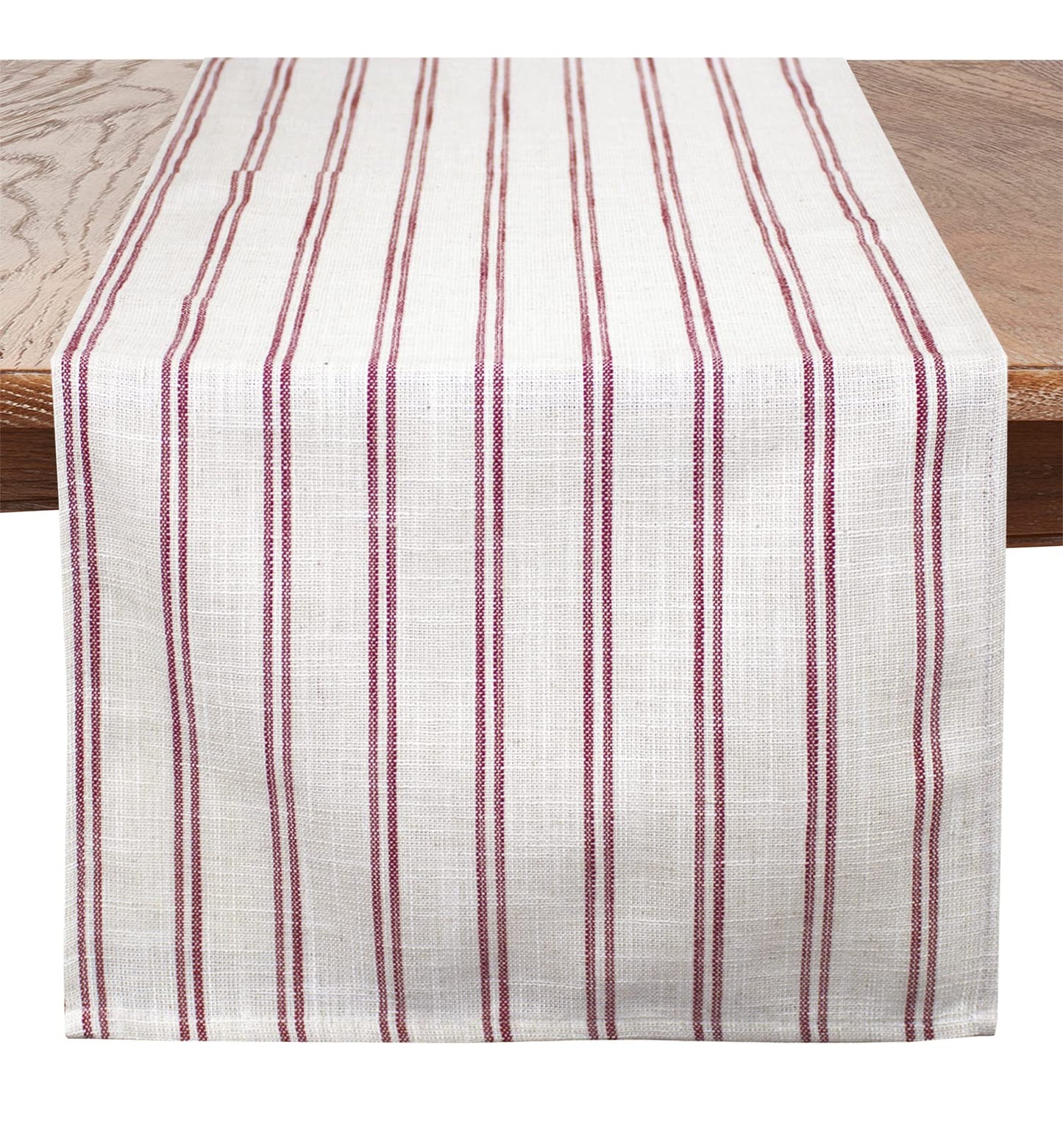 Fennco Styles Modern Striped Linen Blend Table Runner 16" W x 54" L - Beige Woven Table Cover for Home Décor, Dining Table, Banquets, Family Gathering and Special Events