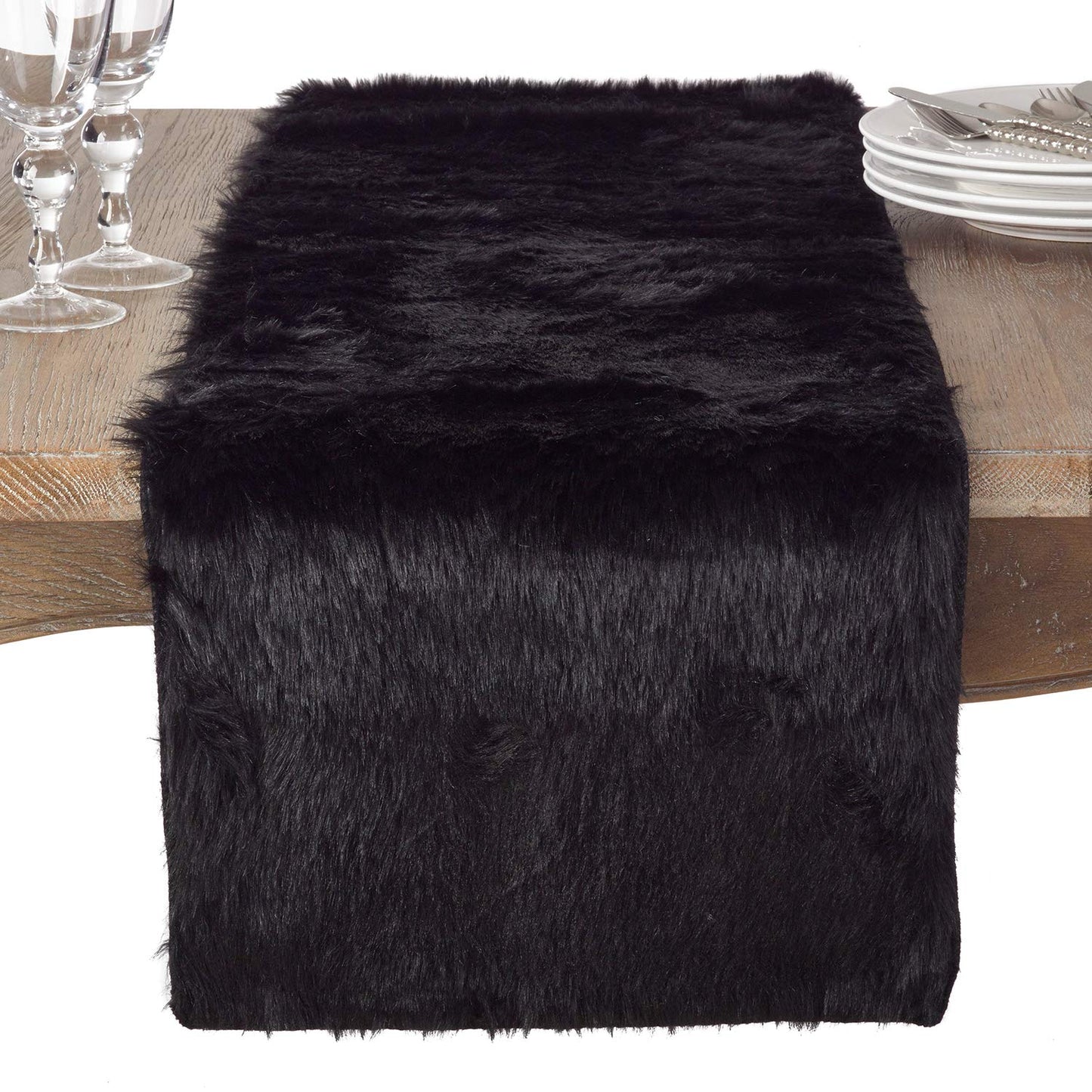 Fennco Styles Juneau Faux Fur Table Runner - Solid Color Soft Plush Table Cover for Home, Dining Room, Banquets, Holiday and Special Occasion