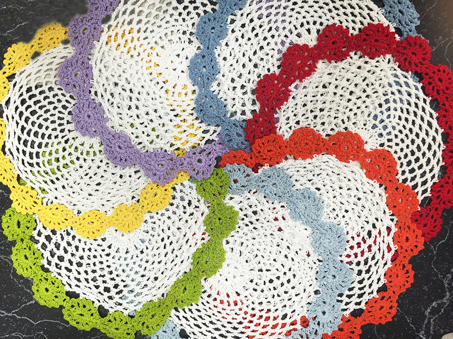 Fennco Styles Handmade Two-Tone Floral Crochet Tray Doily, 9" Round - Cloth Placemat for Everyday Use, Holidays, Home Décor, Cocktail Party, Tea Party, Special Occasion
