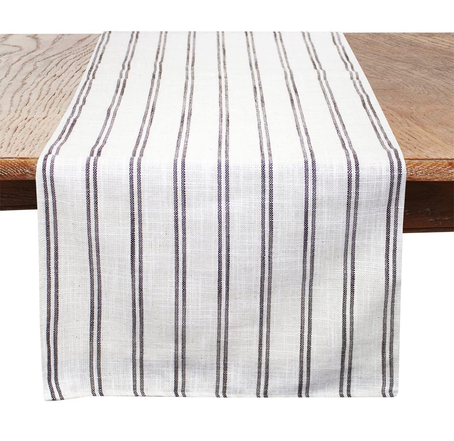 Fennco Styles Modern Striped Linen Blend Table Runner 16" W x 54" L - Beige Woven Table Cover for Home Décor, Dining Table, Banquets, Family Gathering and Special Events