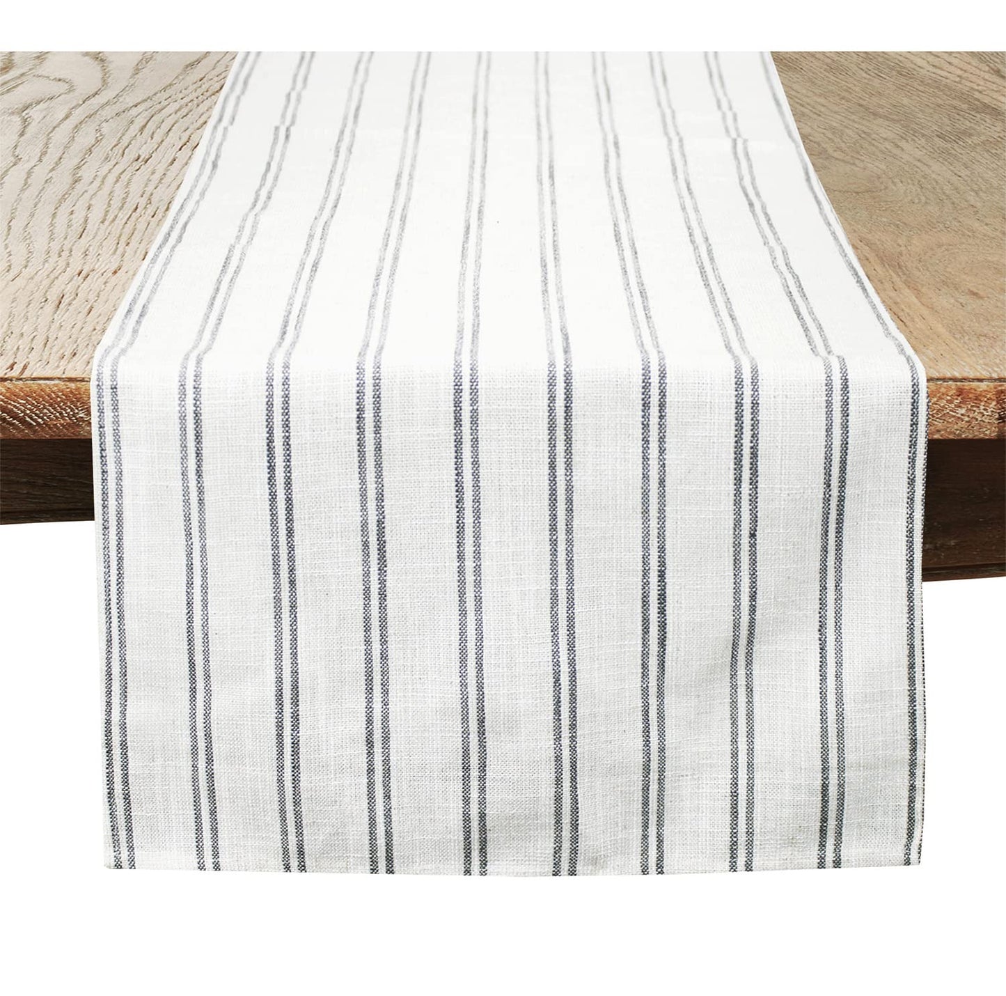 Fennco Styles Modern Striped Linen Blend Table Runner 16" W x 54" L - Beige Woven Table Cover for Home Décor, Dining Table, Banquets, Family Gathering and Special Events