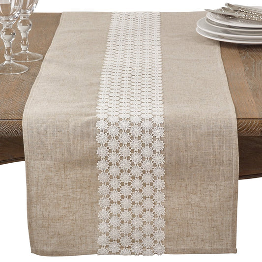 Fennco Styles Classic Openwork Lace Daisy Table Runner 16"x72"