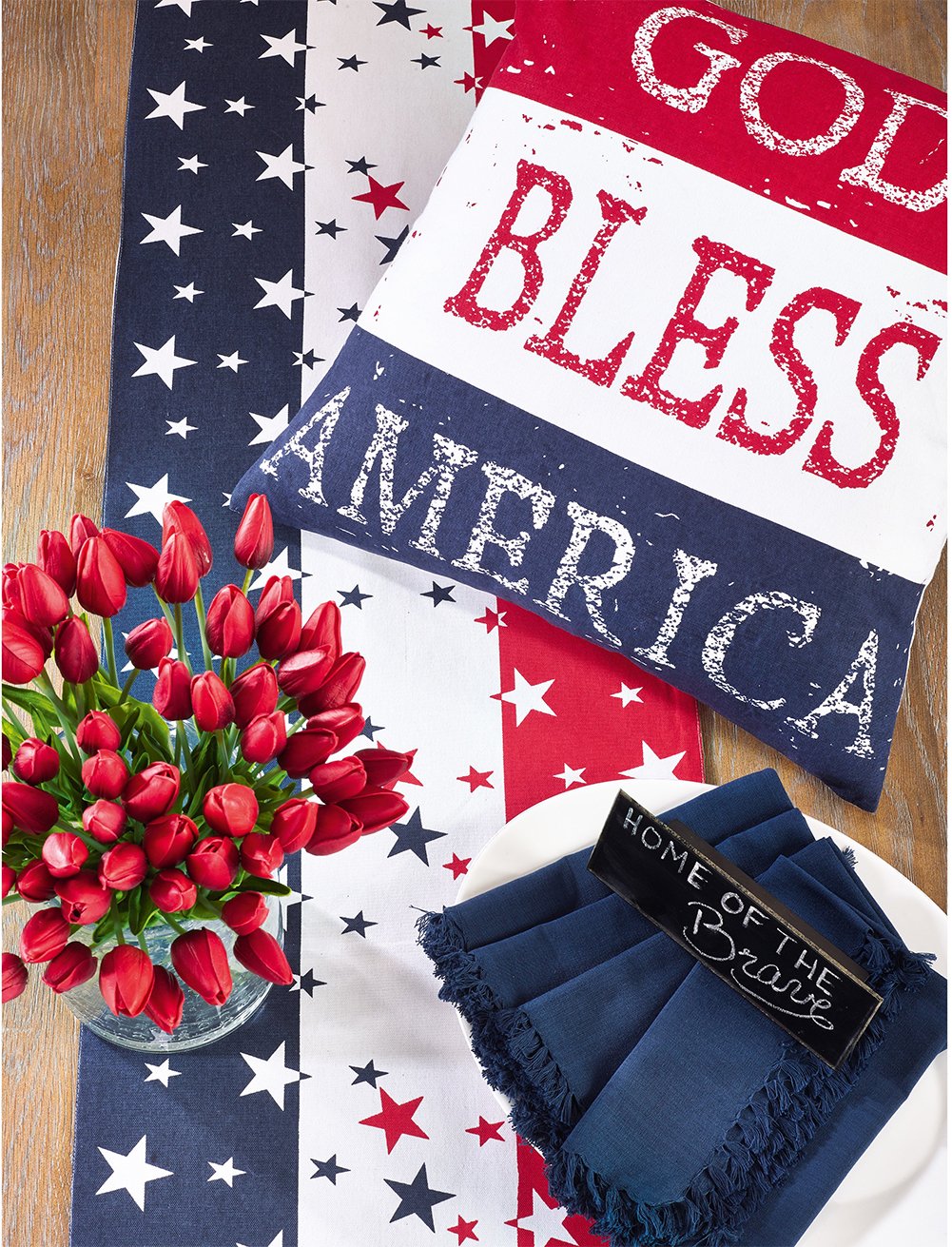 Fennco Styles 4th of July Star Spangled American Flag 100% Cotton Table Runner 16" W x 72" L - Multicolored American Flag Inspired Table Cover for Home Décor, Dinner Parties, National Holidays