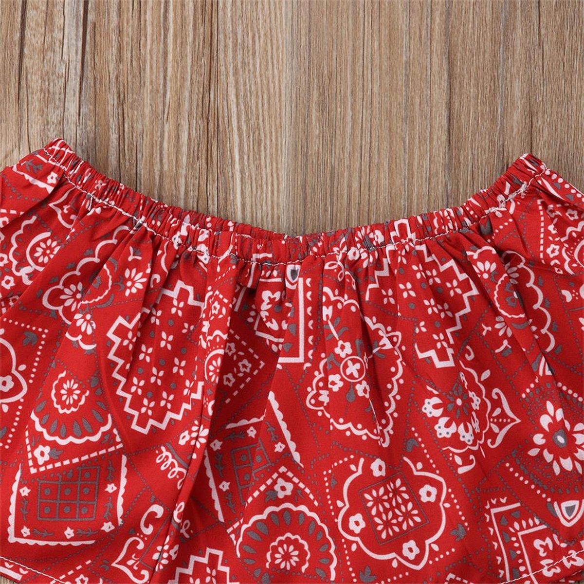 stylesilove Baby Girls Cowgirl Red Bandana Top with Pom Pom Trim Bloomers and Headband 3pcs Outfit