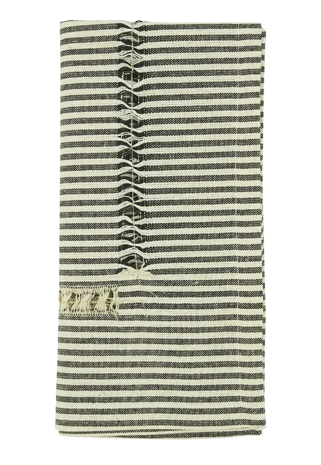 Fennco Styles Modern Stripe Design Hemstitch Cotton Table Runner 16" W x 54" L - Black & White Woven Table Cover for Home Décor, Dining Table, Banquet, Family Gathering and Special Occasion