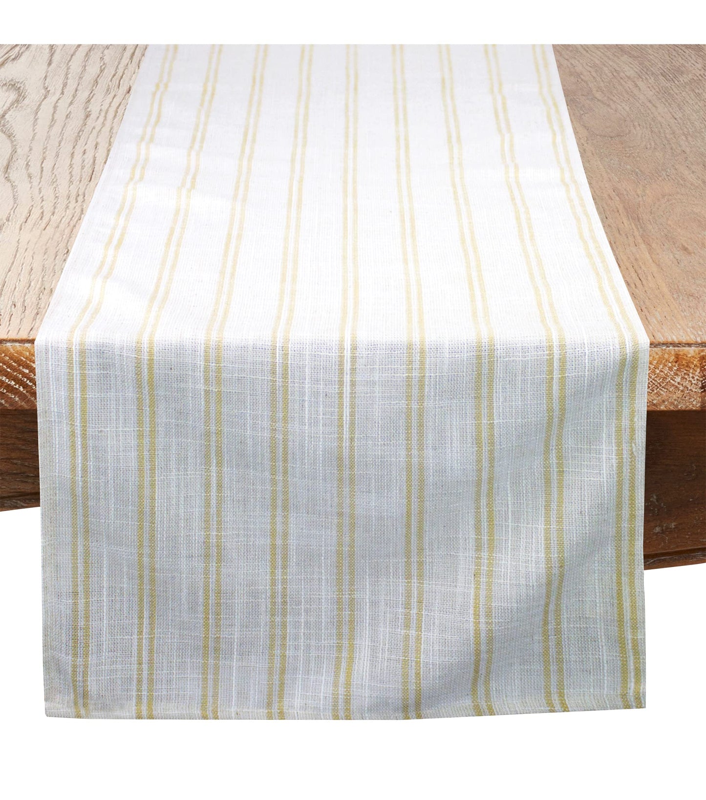 Fennco Styles Modern Striped Linen Blend Table Runner 16" W x 54" L - Beige Woven Table Cover for Home Décor, Dining Table, Banquets, Family Gathering and Special Events