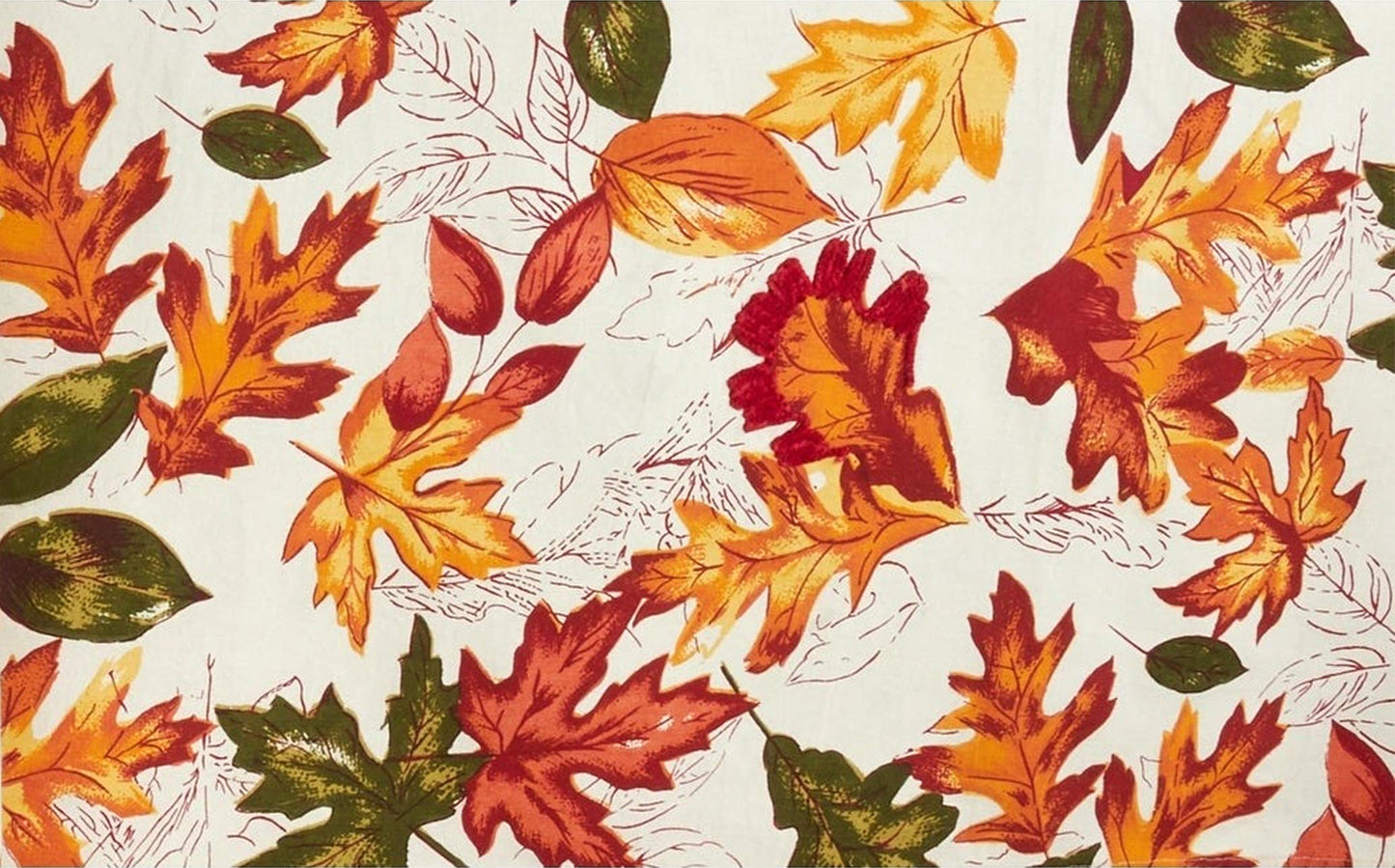 Fennco Styles Warm Embroidered Autumn Leaves Cotton Tablecloth - Multicolored Holiday Table Cover for Thanksgiving, Banquets, Family Gathering and Special Occasion