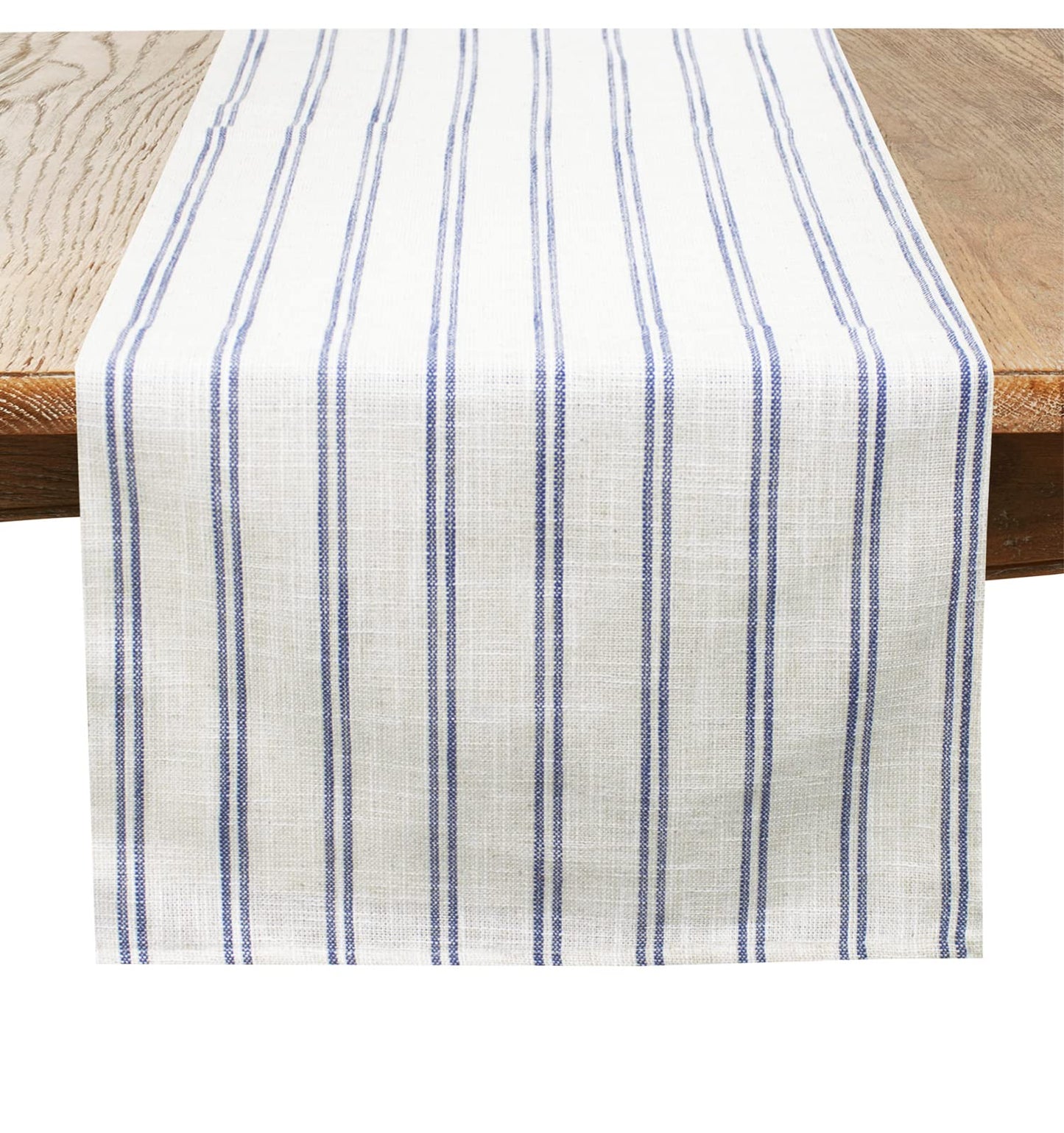 Fennco Styles Modern Striped Linen Blend Table Runner 16" W x 54" L - Beige Woven Table Cover for Home Décor, Dining Table, Banquets, Family Gathering and Special Events