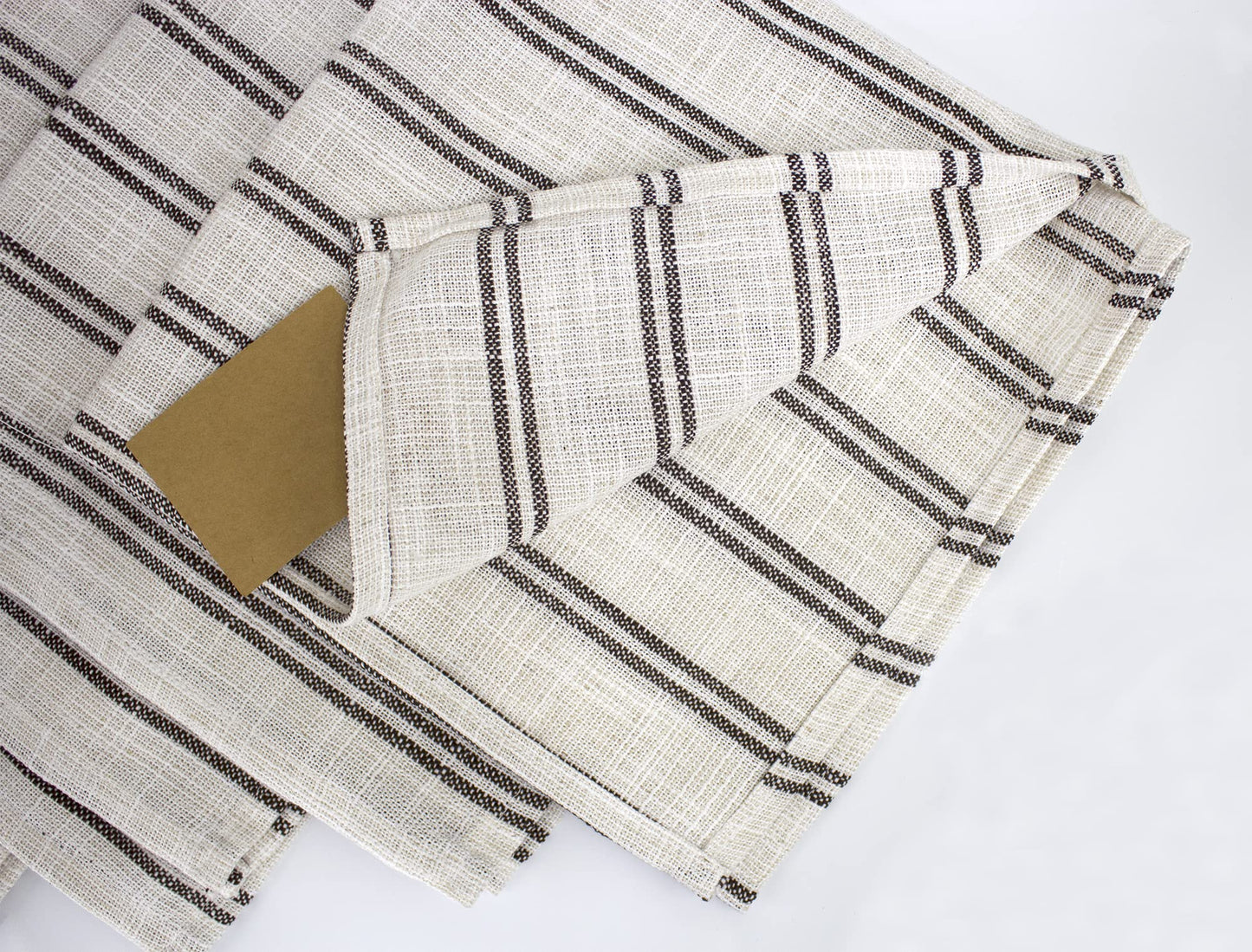 Fennco Styles Modern Striped Linen Blend Table Runner 16" W x 54" L - Beige Woven Table Cover for Home Décor, Dining Table, Banquets, Family Gathering and Special Events