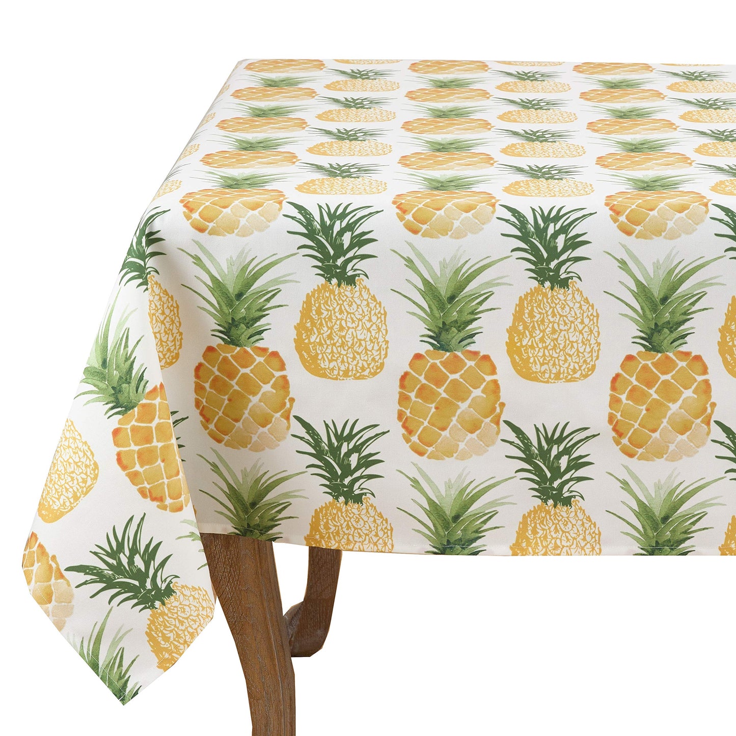 Fennco Styles Tropical Pineapple Printed Square Tablecloth 56" W X 56" L