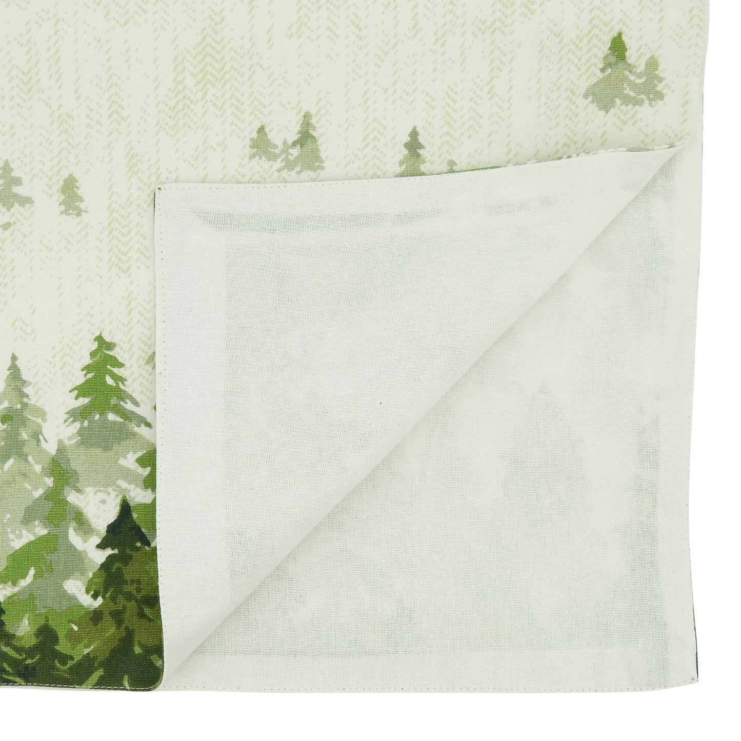 Fennco Styles Winter Pine Trees Christmas Cotton Table Runner 16" W x 72" L - Green Festive Table Cover for Home, Dining Room, Holiday Décor, Banquets, Holiday and Special Events