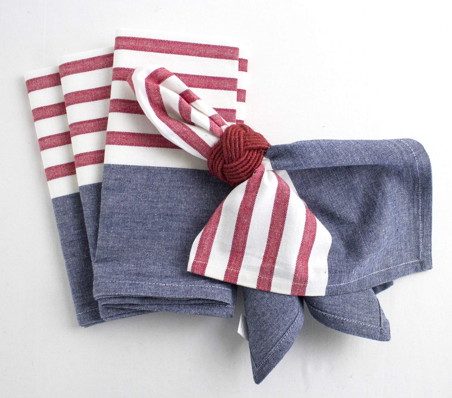 Fennco Styles American Flag Striped Cotton Table Linens