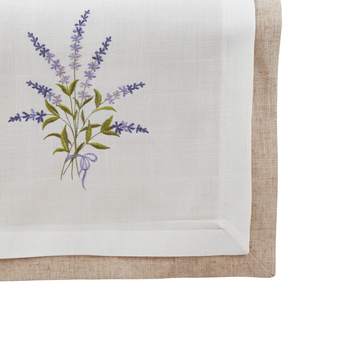 Fennco Styles Lavandula Collection Country Double Layer Lavender Design Linen Blend Table :Linens – Ivory Table Linens for Banquets, Wedding, Special Events and Home Décor