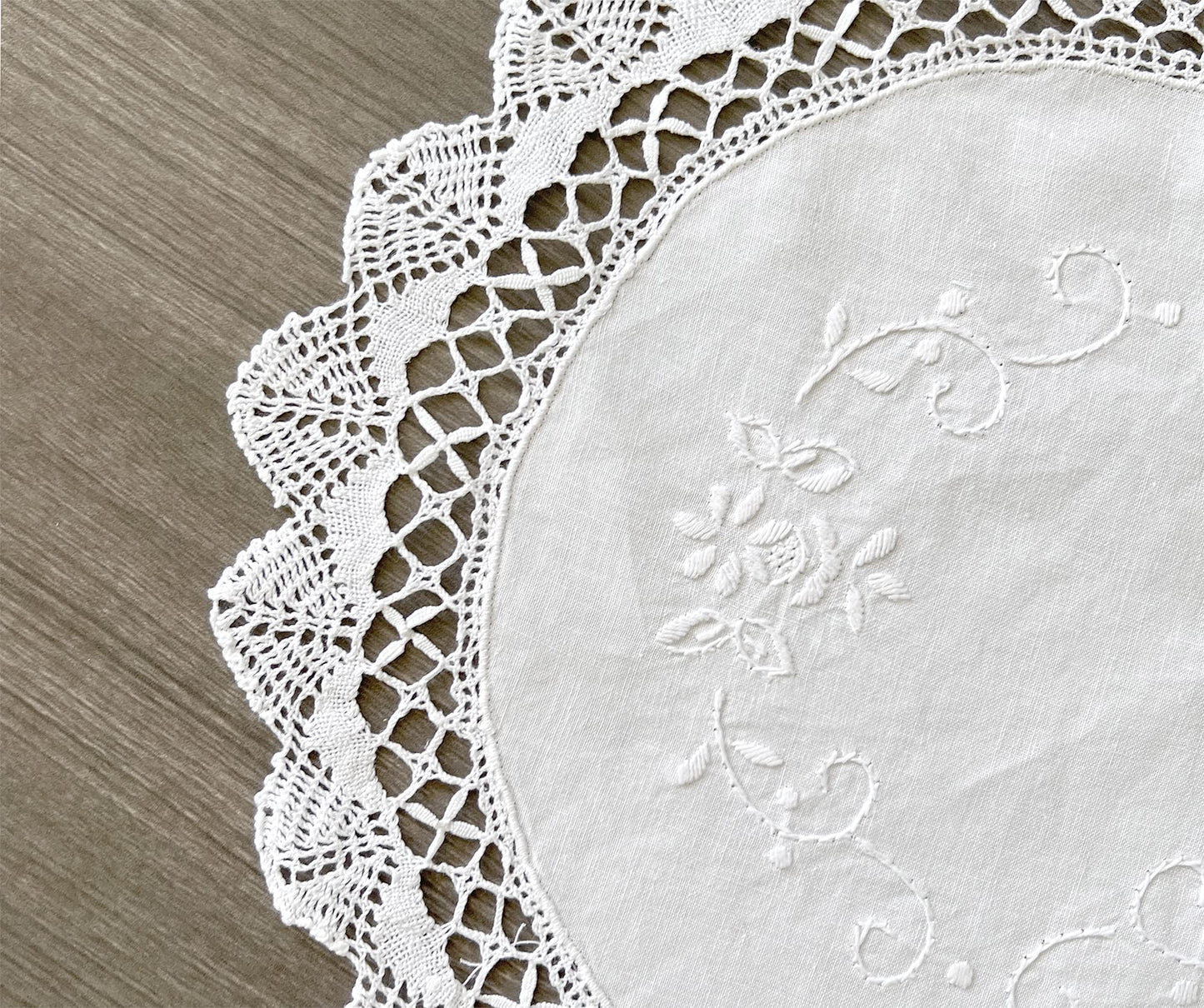 Fennco Styles Handmade Cluny Lace Embroidered Doily - Ivory Traycloth Doily for Home Décor, Banquets, Holidays, Weddings and Special Occasions