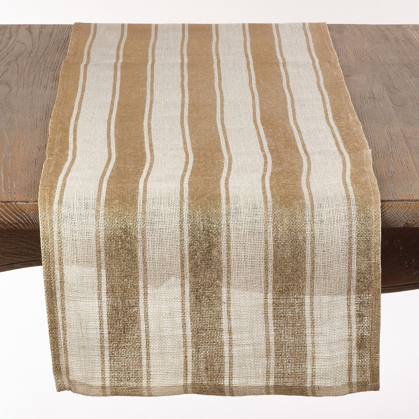 Fennco Styles Striped Foil Burlap Table Runner - 16"x72"- 2 Colors