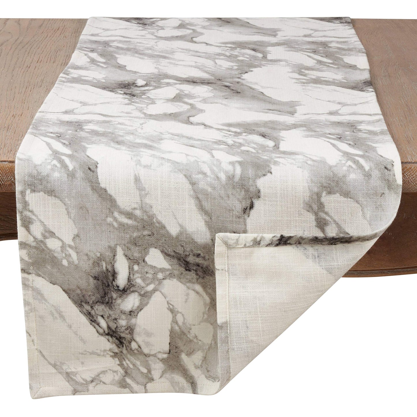 Fennco Styles Marmo Collection Glamorous Marble Print 100% Pure Cotton Unlined 16 x 72 Inch Table Runner - Grey Table Runner for Banquets, Dinner Parties, Special Events and Home Décor