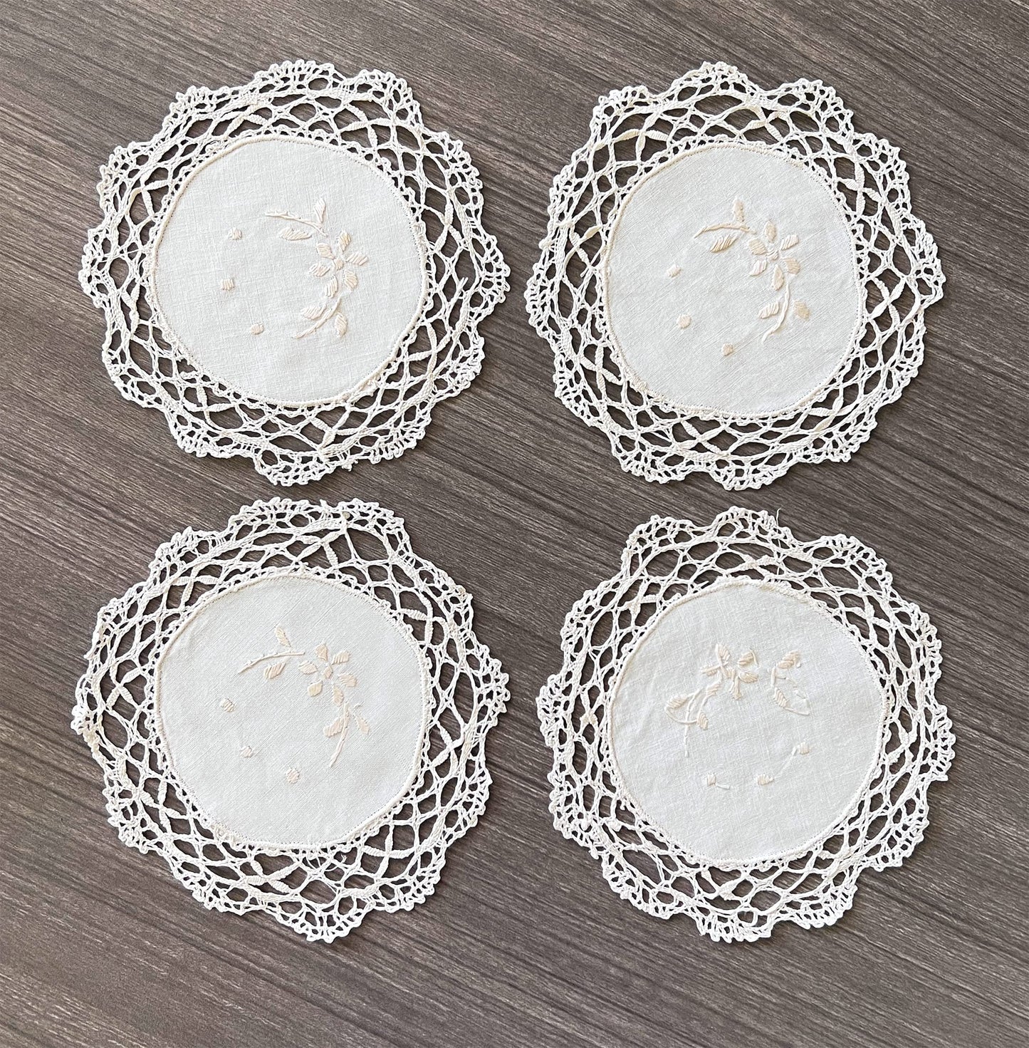 Fennco Styles Handmade Cluny Lace Embroidered Doily - Ivory Traycloth Doily for Home Décor, Banquets, Holidays, Weddings and Special Occasions