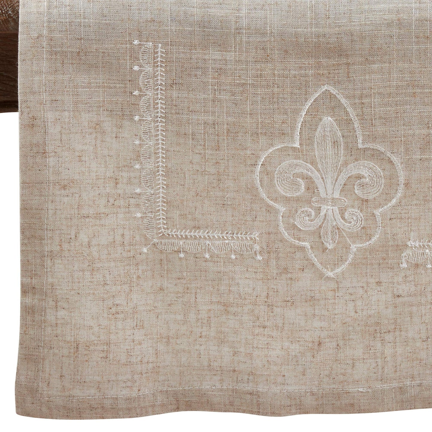 Fennco Styles Fabia Collection Elegant Embroidered Fleur de Lis Linen Table Linens – Table Linens for Dinner Party, Banquest, Special Events and Home Décor