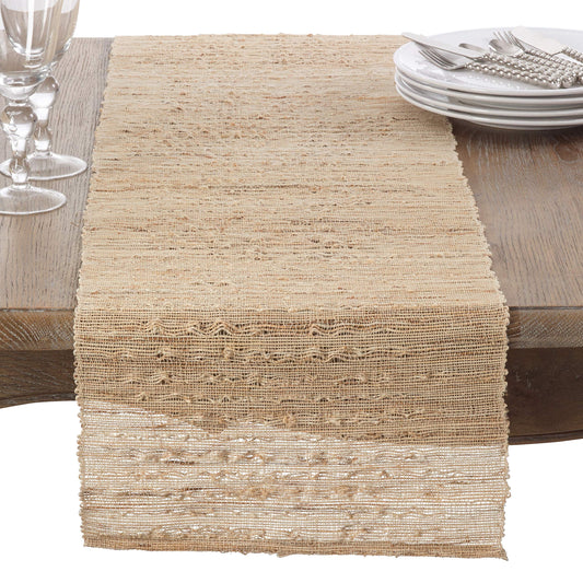 Woven Nubby Natural Ramie Rustic Table Runner 14" W x 90" L - Natural Nubby Table Runner for Home Everyday Use, Kitchen, Banquets and Special Occasion Décor