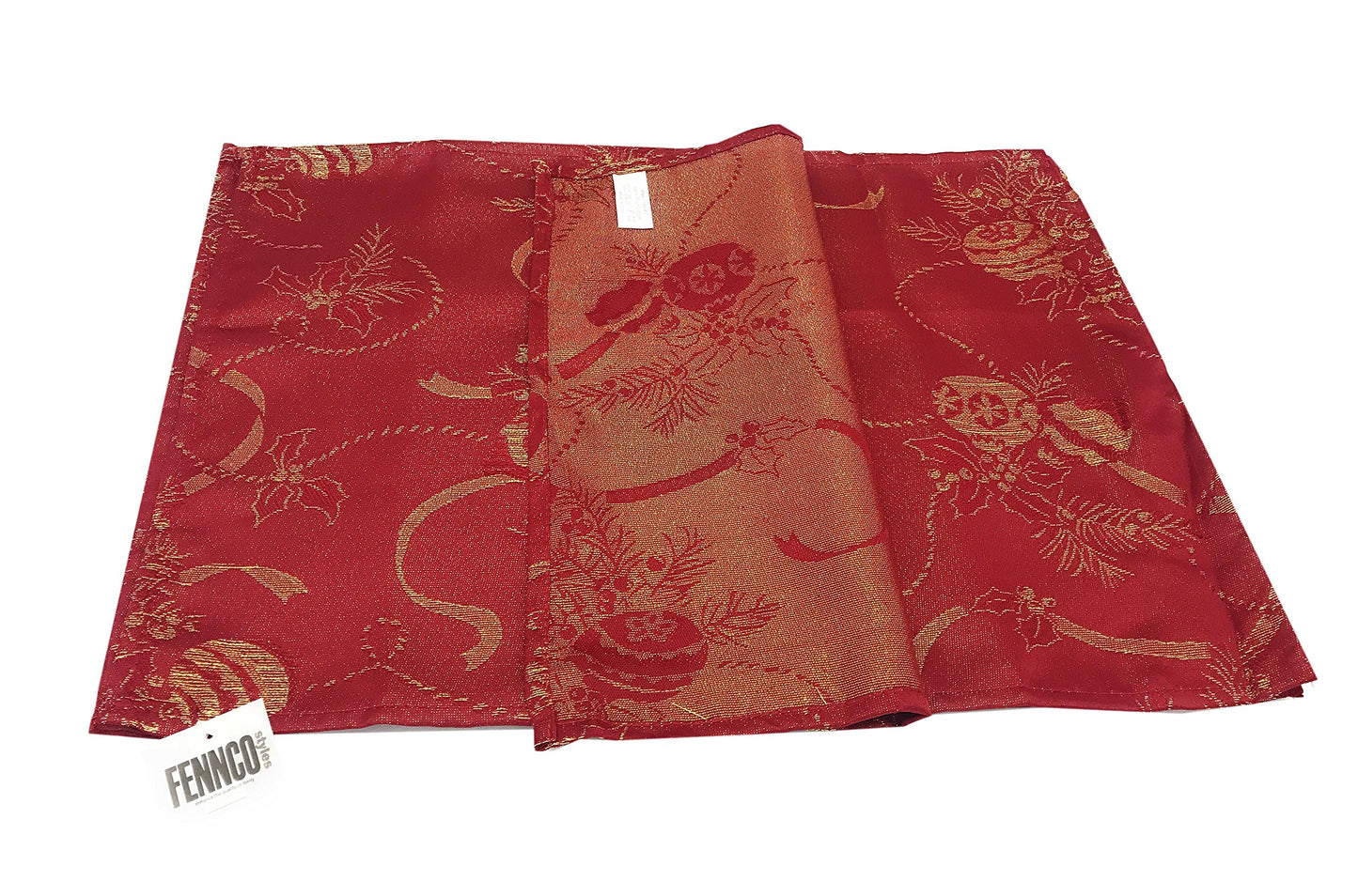 Fennco Styles Royal De Noel Holiday Design Jacquard Rectangular Tablecloth. One Piece.