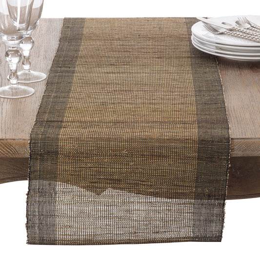 Fennco Styles Woven Nubby Natural Ramie Rustic 14 x 72 Inch Table Runner - Texture Border Table Runner for Home Everyday Use, Kitchen, Banquets and Special Occasion Décor