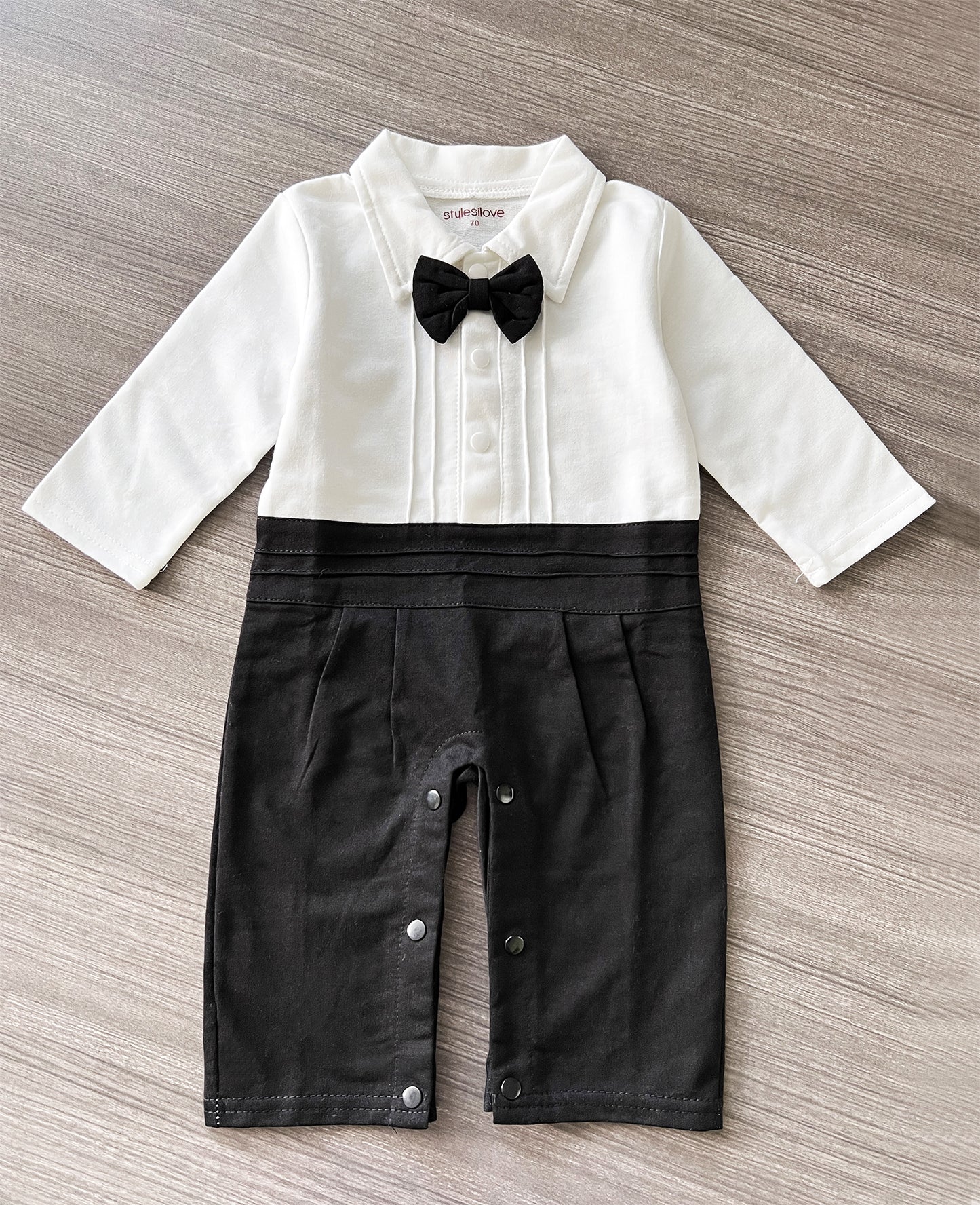Black & White Tuxedo Romper & Jacket 2pcs Baby formal Wear