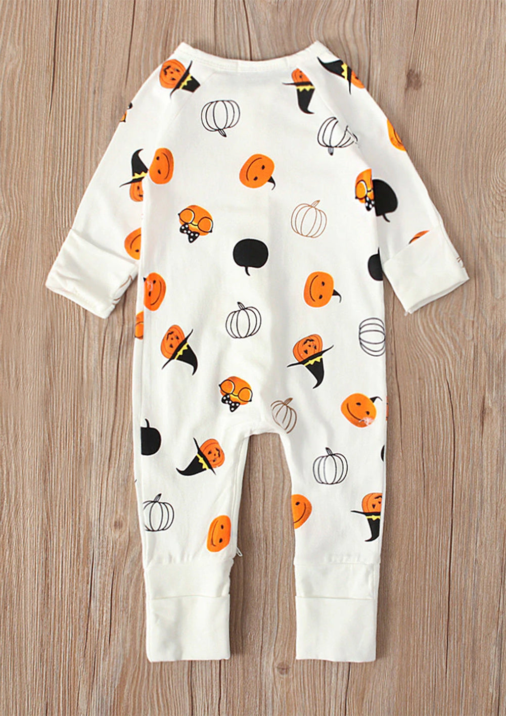 Little Witch Pumpkin Print Cotton Halloween Baby Romper