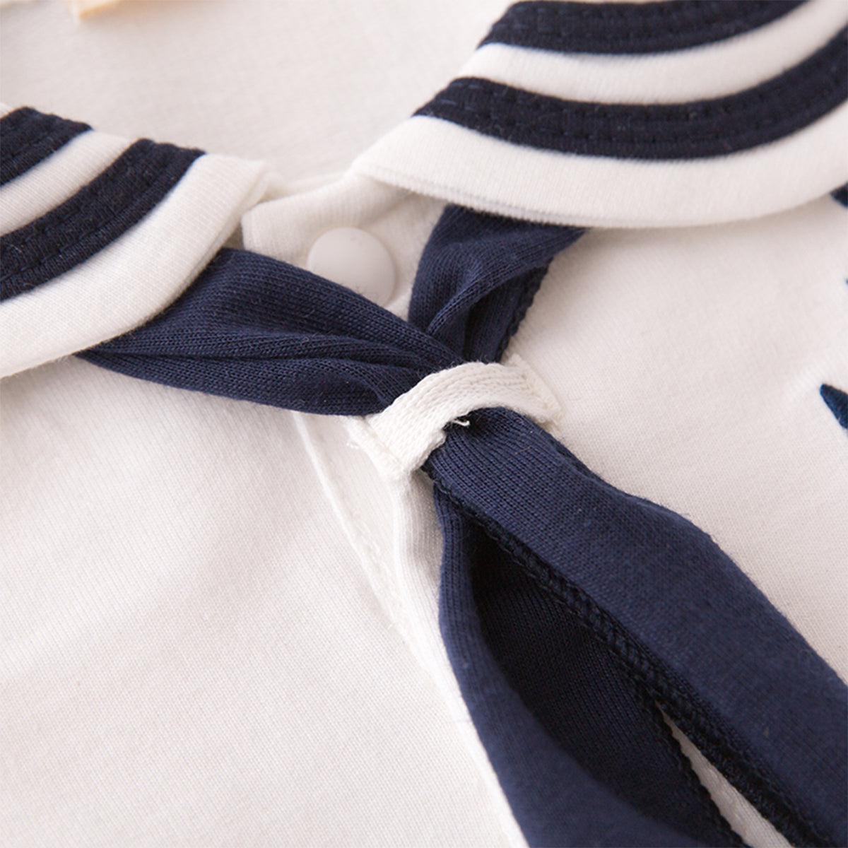 Little Sailor Long Sleeve Baby Romper with Necktie and Hat